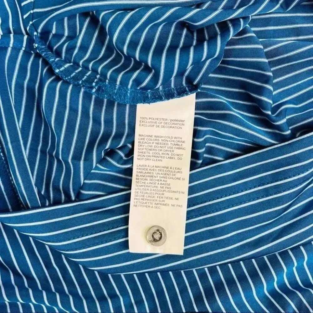 PGA Tour Striped Blue Short Sleeve Men’s Golf Polo - Picture 7 of 10